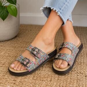 Dr. Martens Adalia Blue Meadow Floral Sales Sample Slide Sandals US 6